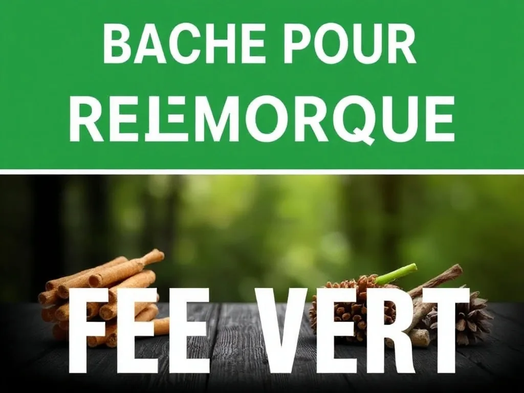 Bâche grise tendue sur une remorque à ridelles, fixée par des sandows passés dans des œillets métalliques.